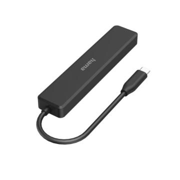 5-портов хъб HAMA 200117, 3 x USB-A, 1 x USB-C, 1 x HDMI, 4К, Черен