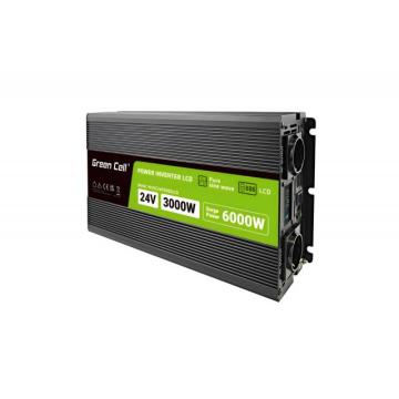 Инвертор GREEN CELL, 24/220V,  DC/AC, 3000W/6000W, INVGCP3000LCD  LCD Чиста синусоида