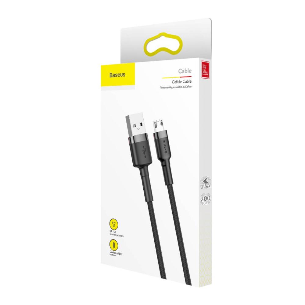 Кабел Baseus Cafule USB към microUSB, 1.5A, 2м, черен