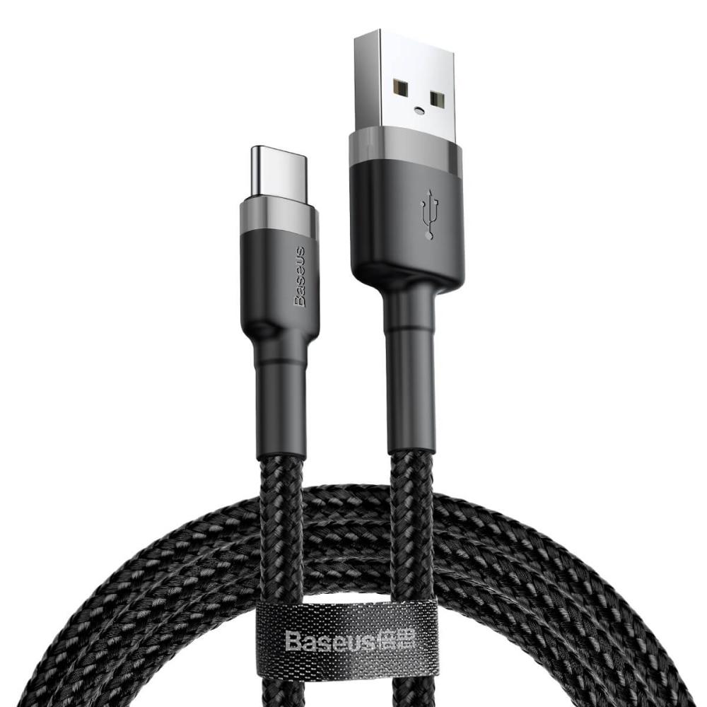 Кабел Baseus Cafule USB-A към USB-C 3A, 1м, черен