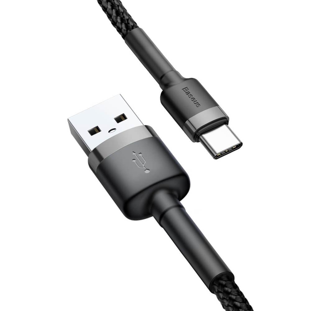 Кабел Baseus Cafule USB-A към USB-C 3A, 1м, черен