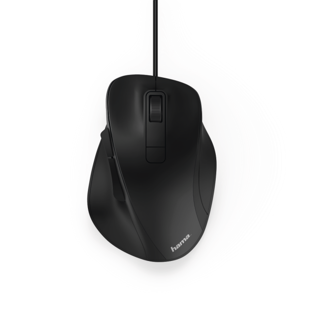 Оптична мишка HAMA MC-500, безшумна, USB, 800/1200/1600 dpi, 6 бутона, Черен, кабел 1.8 м