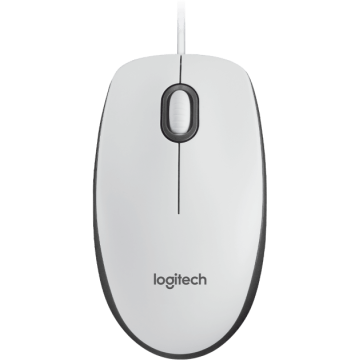 Жична оптична мишка LOGITECH M100, USB, Бял