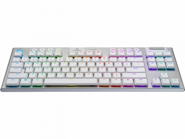 Безжична геймърска механична клавиатура Logitech, G915 TKL White Lightsync RGB, Tactile суичове