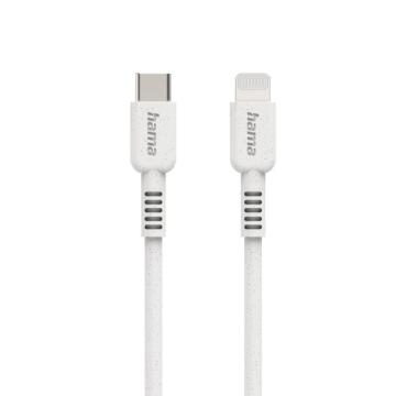 Кабел за зареждане HAMA "Eco", USB-C - Lightning, 1 м, бял