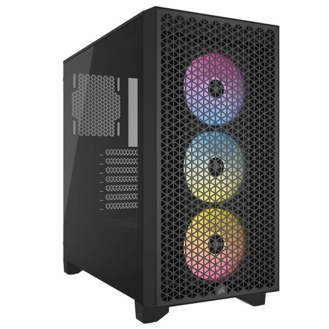 Кутия Corsair 3000D RGB Airflow Mid Tower, Tempered Glass, Черна