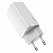 Зарядно устройство Baseus USB 65W + USB-C порт GaN2 Lite quick, бяло