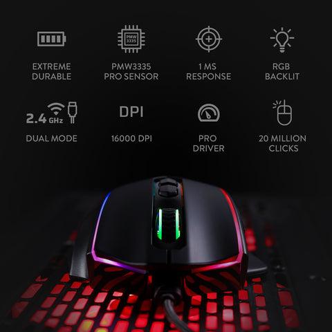 Мишка Redragon Vampire Elite кабелна/безжична RGB геймърска M686RGB-BK