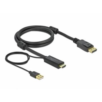 Кабел Delock HDMI мъжко - DisplayPort USB мъжко, 4K 30 Hz, 1 м, Черен