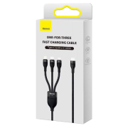 Кабел Baseus CASS030201 3в1 Flash Series USB към USB-C + micro USB + Lightning 100W 1.5м черен