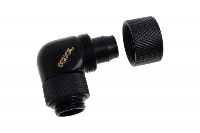 Фитинг Alphacool Eiszapfen, Удължител, 90°, 13/10mm, G1/4, Черен мат