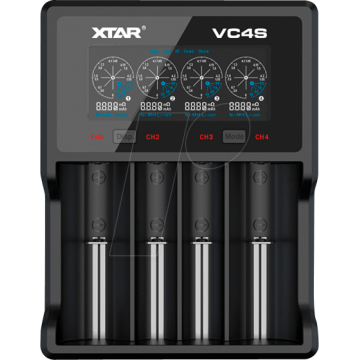 Зарядно у-во XTAR VC4SL, 4 гнезда, LCD дисплей, USB, LiIon & NIMH, 18650, CR123, AA, AAA