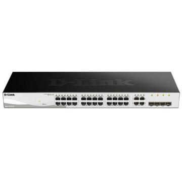 Суич D-Link DGS-1210-24, 24-портов 10/100/1000 Gigabit Smart Switch including 4 Combo 1000BaseT/SFP, управляем, за монтаж в шкаф