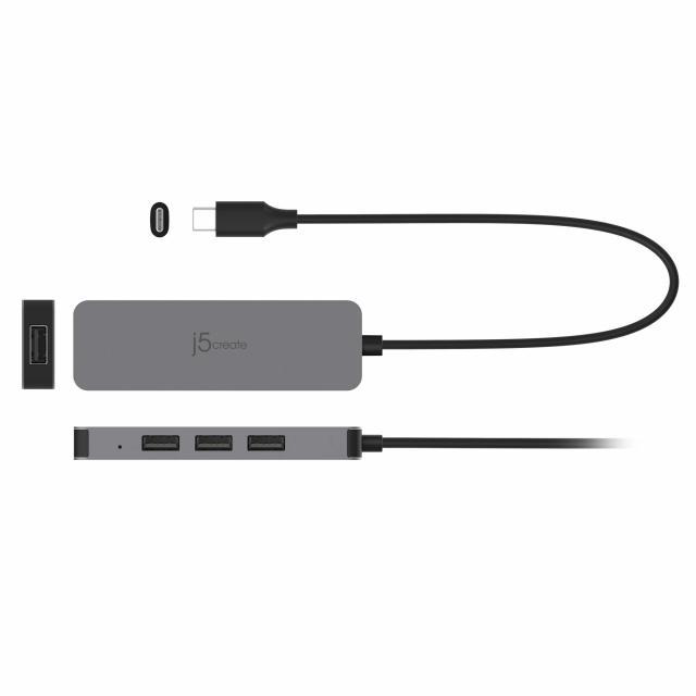 Поставка за лаптоп j5create JTS223, 4 портов USB-C хъб, Алуминиева