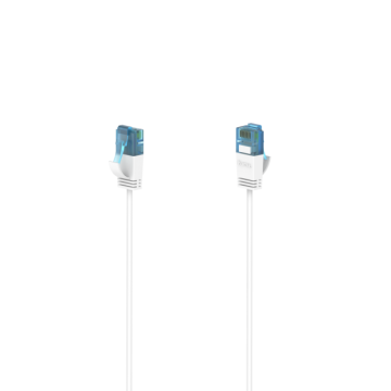 Мрежов кабел HAMA Flexi-Slim, U/UTP CAT 6a, 10 Gbit/s, RJ-45 - RJ45, 0.75 m, Бял