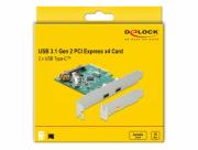 Карта Delock, PCI Express x4 към USB-C (USB 3.1 Gen 2) женско, 10 Gbps