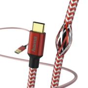 Кабел HAMA Reflective, USB-C мъжко - USB-A мъжко, 480 Mbps, 1.5 м., Червен