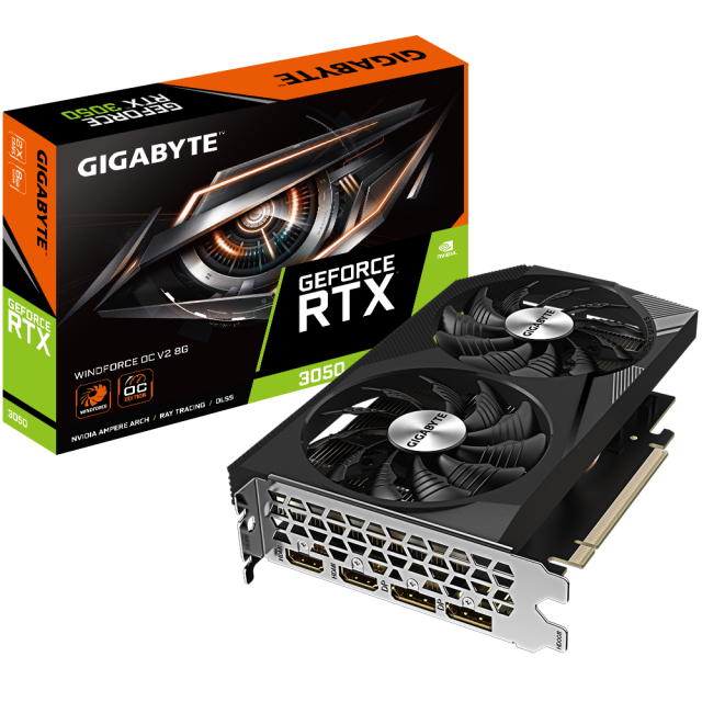 Видео карта GIGABYTE GeForce RTX 3050 WINDFORCE V2 OC 8GB GDDR6