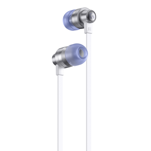 Геймърски слушалки с микрофон Logitech G333 In-ear 3.5 mm + USB-C adapter, тапи жични, бели