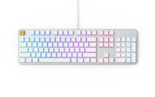 Геймърскa механична клавиатура Glorious White Ice GMMK RGB Full Size, Gateron Brown US Layout