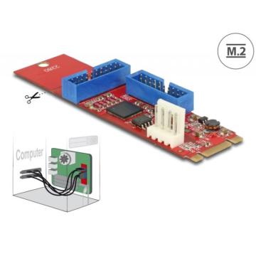 Адаптер Delock, M.2 Key B+M мъжко към 2 x USB 5 Gbps Pin Header