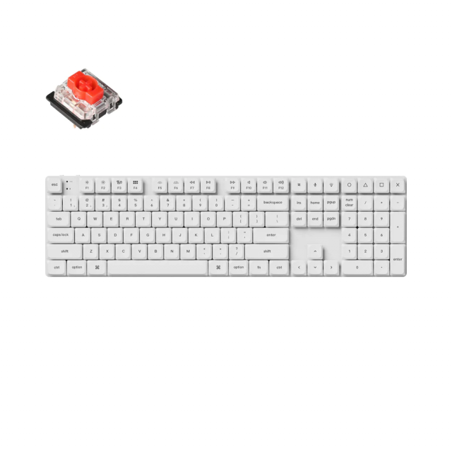 Геймърска механична клавиатура Keychron K5 Pro White QMK/VIA Full-Size Low-Profile Gateron Red Switches RGB Backlight