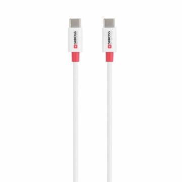 Кабел Skross, USB-C - USB-C 2.0 мъжко, 0.15 м, Бял