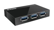 USB хъб D-Link DUB-1340/E, Със захранване, USB 3.0, Черен