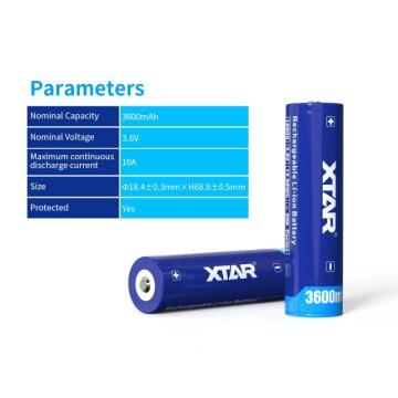 Акумулаторна батерия XTAR за фенери 18650 със защита , 3600mAh, Li-ion