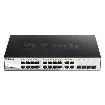 Суич D-Link DGS-1210-16/E, 16-портов 10/100/1000 Gigabit Smart Switch including 4 Combo 1000BaseT/SFP, управляем, за монтаж в шкаф