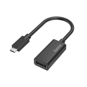 Адаптер HAMA 200314, USB-C мъжко - DisplayPort женско, Ultra HD, 4K, Черен