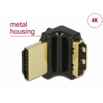 Адаптер Delock 65663, HDMI-A женско с Ethernet - HDMI-A мъжко, 4K, 90°, Черен