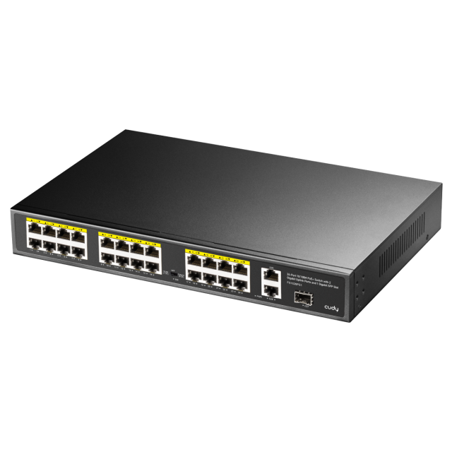 Суич Cudy FS1026PS1, 24x10/100 PoE+ Switch 2 x Gigabit порта, 1 x SFP Slot