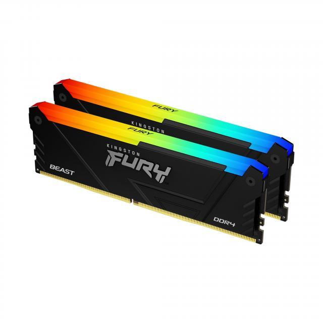 Памет Kingston FURY Beast Black RGB 64GB(2x32GB) DDR4 3600MHz CL18, KF436C18BB2AK2/64