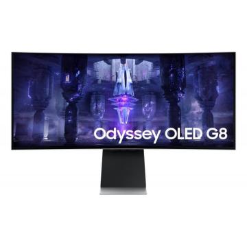 Монитор Samsung Odyssey OLED G8 G85SB 34" CURVED 1800R, 175 Hz, 0.1ms GTG, 3440x1440, 2xUSB-C, Mini DP, Micro HDMI, Speakers, Silver