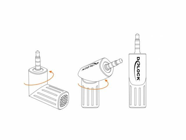 Микрофон DeLock 65893, За смартфон/таблет, 3.5 mm 4 Pin Stereo Jack 90°, Сребрист