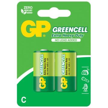 Цинк карбонова батерия GP R14 14G-U2 Greencell, 2 бр. в опаковка, BLISTER, 1.5V