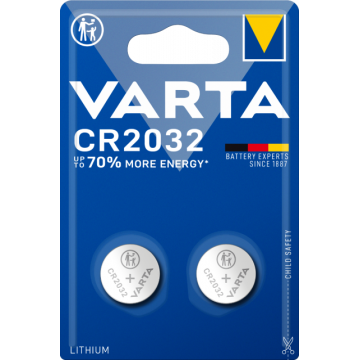 Бутонна батерия литиева GP CR2032 3V  2 бр. в блистер VARTA /цена за 2 бр./