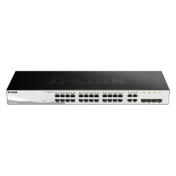 Суич D-Link DGS-1210-28, 28-портов 10/100/1000 Gigabit Smart Switch including 4 x 1000Base-T /SFP ports, управляем, за монтаж в шкаф