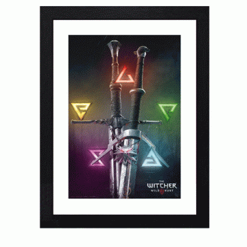 GBEYE THE WITCHER - Framed print "Signs & Swords" (30x40)