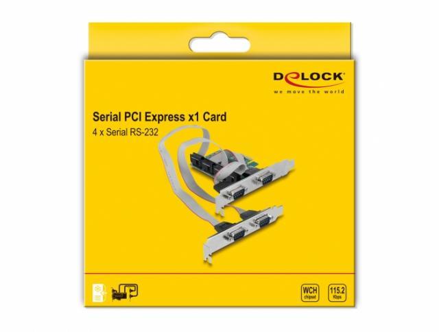 Карта за разширение на слотове Delock, PCI Express Card към 4 x Serial RS-232