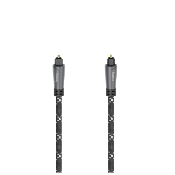 Оптичен аудио кабел HAMA ODT plug (Toslink), Метални накрайници, 1.5 м, Черен