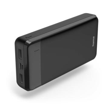 Външна батерия HAMA "Eco Power 20", 20000 mAh, Изходи: 1 x USB-C, 2 x USB-A, Черна