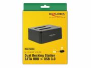 Външна докинг станция Delock 62661, за 2.5"/3.5" HDD/SSD, USB 3.0, Функция за клониране, Черен