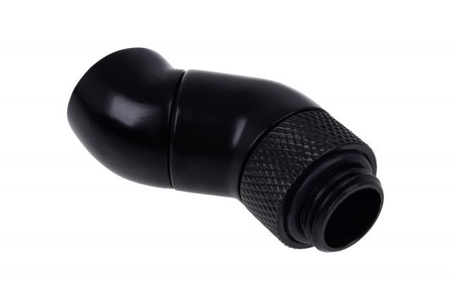 Ъглов адаптер Alphacool Eiszapfen, 2 x 45°, G1/4 външна към G1/4 вътрешна резба, Черен мат