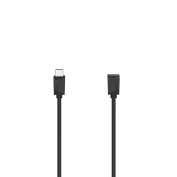 Удължителен кабел HAMA Full-Featured, USB-C женско - USB-C мъжко, 0.5 м, USB 3.2 Gen1, Черен