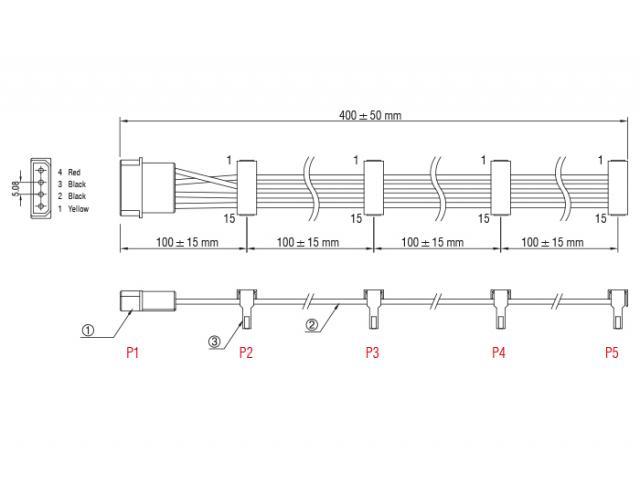 Кабел Power Molex 4 Pin  > 4 x SATA 15 Pin, 40cm