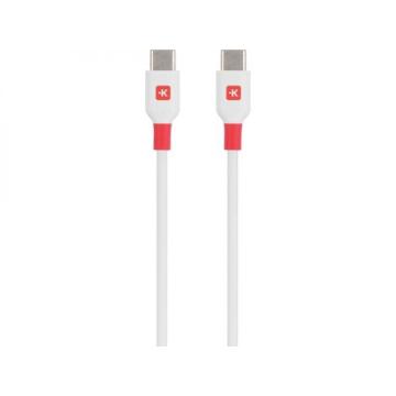 Кабел Skross, USB-C - USB-C мъжко, USB 2.0, 1.2м, Бял