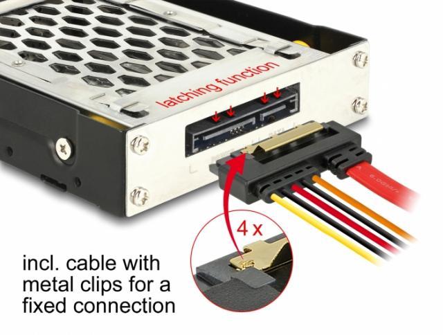 Преносимо чекмедже Delock 3.5″, За 1 x 2.5″ SATA / SAS HDD / SSD, Защита от вибрации