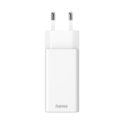 Бързо заряднo HAMA, Gan, 220V, 65W, 1x USB-C PD, 1x USB-A QC, Бял